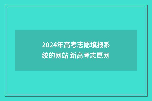 2024年高考志愿填报系统的网站 新高考志愿网