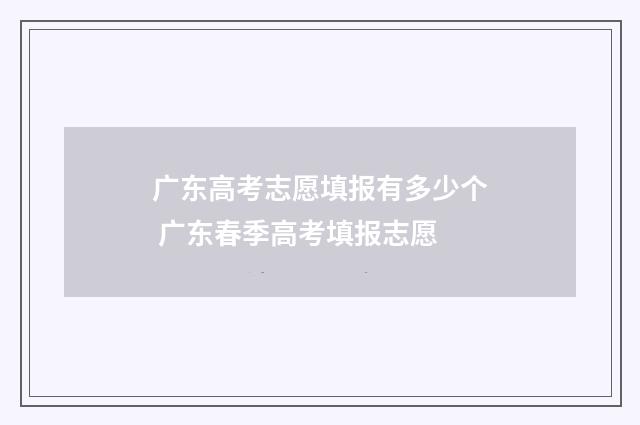 广东高考志愿填报有多少个 广东春季高考填报志愿