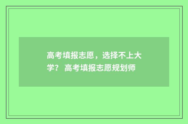 高考填报志愿，选择不上大学？ 高考填报志愿规划师