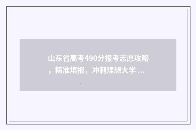 山东省高考490分报考志愿攻略，精准填报，冲刺理想大学 山东省高考490分是多少分