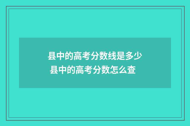 县中的高考分数线是多少 县中的高考分数怎么查