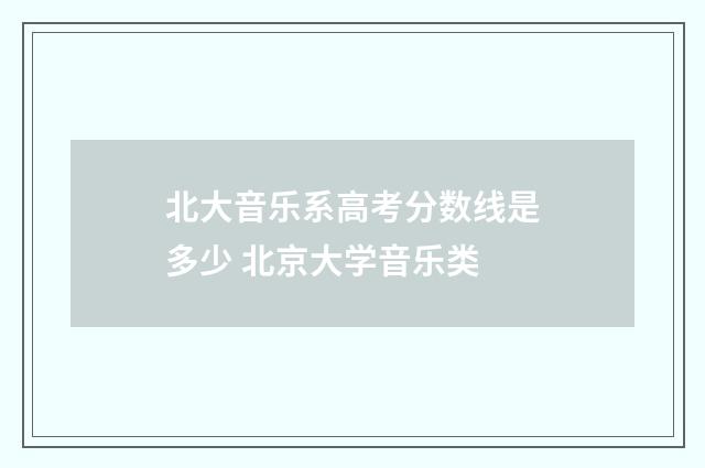 北大音乐系高考分数线是多少 北京大学音乐类