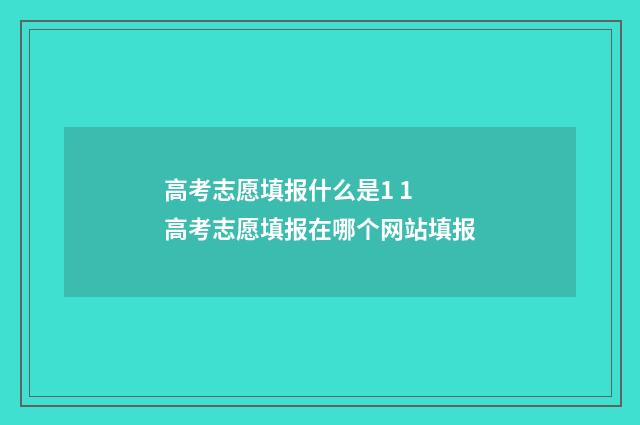 高考志愿填报什么是1 1 高考志愿填报在哪个网站填报