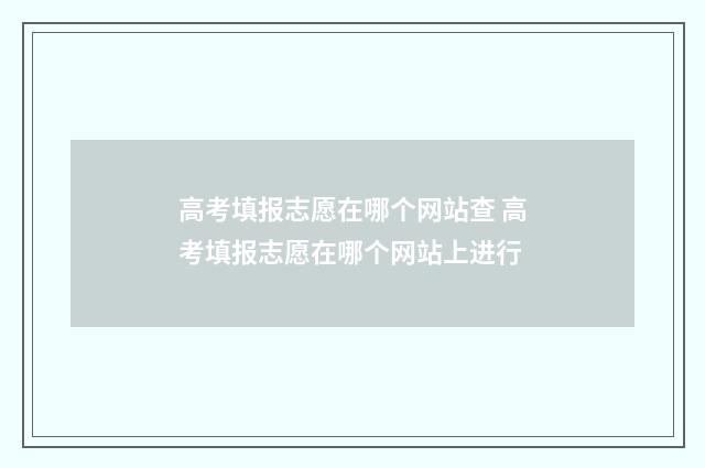 高考填报志愿在哪个网站查 高考填报志愿在哪个网站上进行