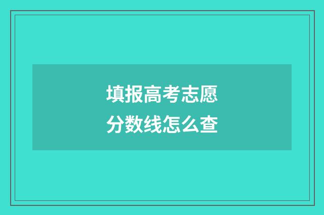 填报高考志愿分数线怎么查