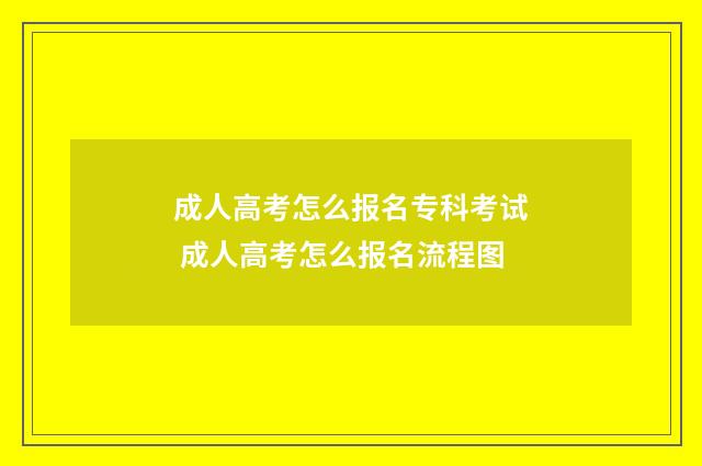 成人高考怎么报名专科考试 成人高考怎么报名流程图