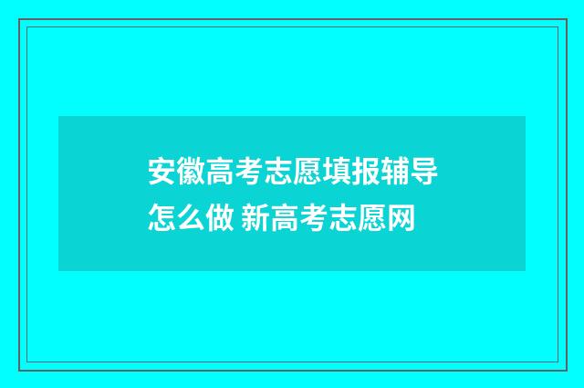 安徽高考志愿填报辅导怎么做 新高考志愿网