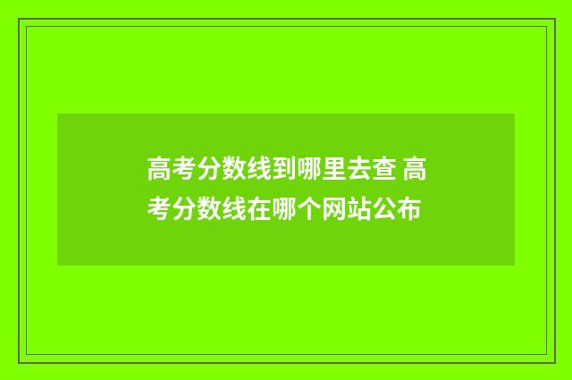 高考分数线到哪里去查 高考分数线在哪个网站公布