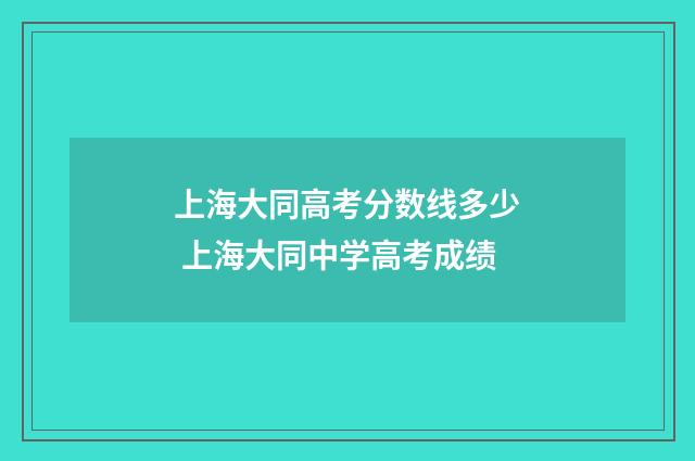 上海大同高考分数线多少 上海大同中学高考成绩