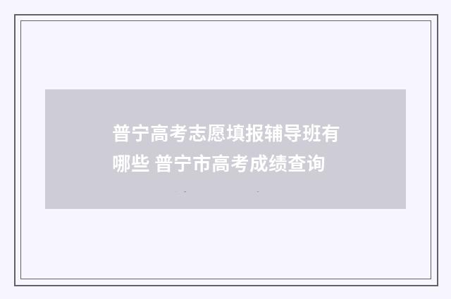 普宁高考志愿填报辅导班有哪些 普宁市高考成绩查询