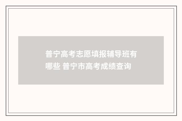 普宁高考志愿填报辅导班有哪些 普宁市高考成绩查询
