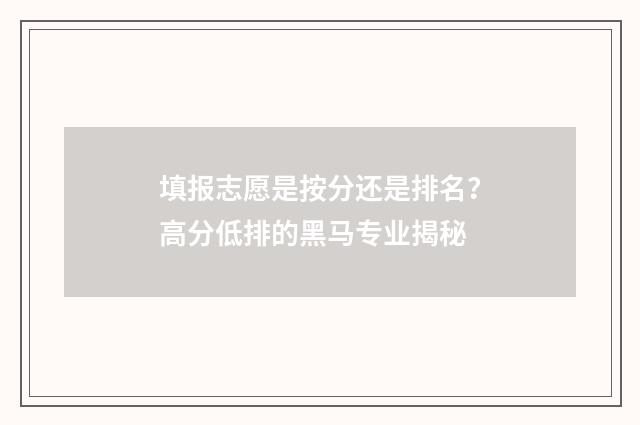 填报志愿是按分还是排名？高分低排的黑马专业揭秘