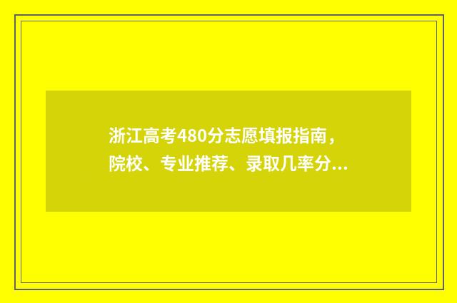 浙江高考480分志愿填报指南，院校、专业推荐、录取几率分析 浙江高考480分能上几本