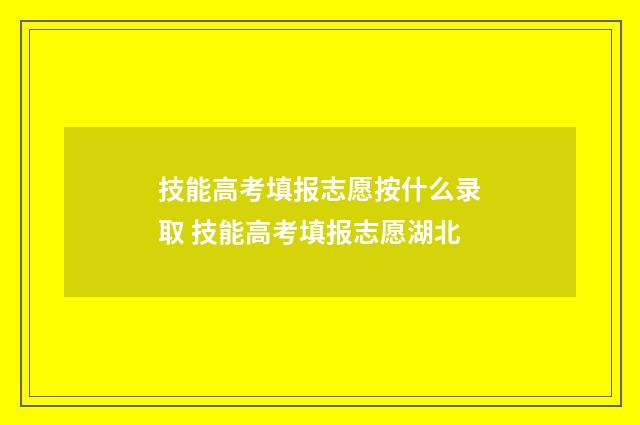 技能高考填报志愿按什么录取 技能高考填报志愿湖北