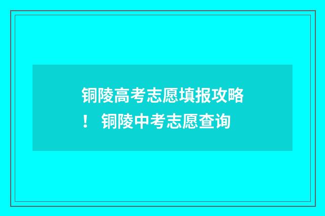 铜陵高考志愿填报攻略！ 铜陵中考志愿查询