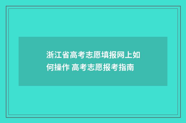浙江省高考志愿填报网上如何操作 高考志愿报考指南