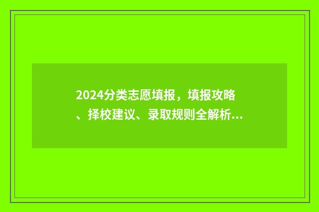 2024分类志愿填报，填报攻略、择校建议、录取规则全解析 高考志愿14大门类