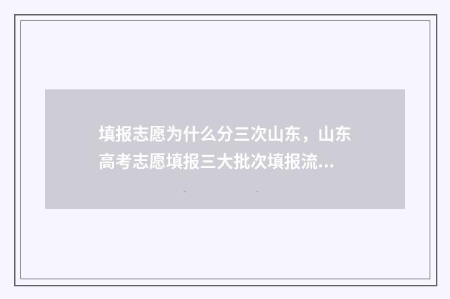 填报志愿为什么分三次山东，山东高考志愿填报三大批次填报流程解析 填报志愿为什么代码输入不进去