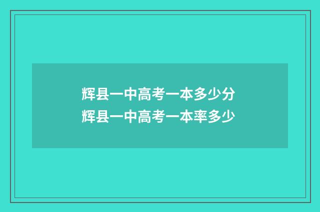 辉县一中高考一本多少分 辉县一中高考一本率多少
