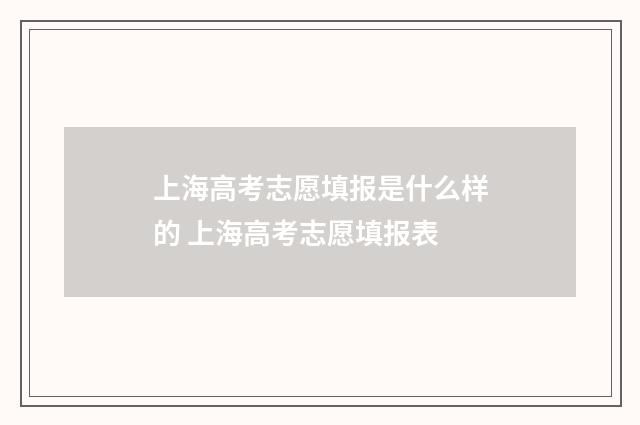 上海高考志愿填报是什么样的 上海高考志愿填报表