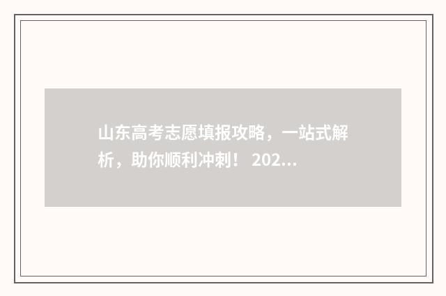 山东高考志愿填报攻略，一站式解析，助你顺利冲刺！ 2024年高考志愿填报卡