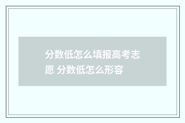 分数低怎么填报高考志愿 分数低怎么形容