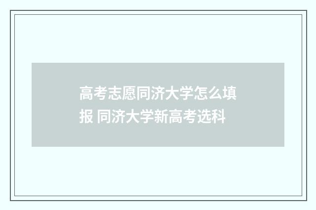 高考志愿同济大学怎么填报 同济大学新高考选科
