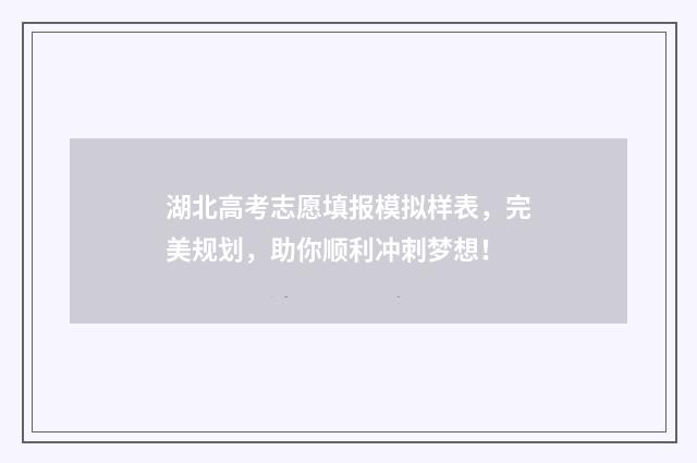湖北高考志愿填报模拟样表，完美规划，助你顺利冲刺梦想！