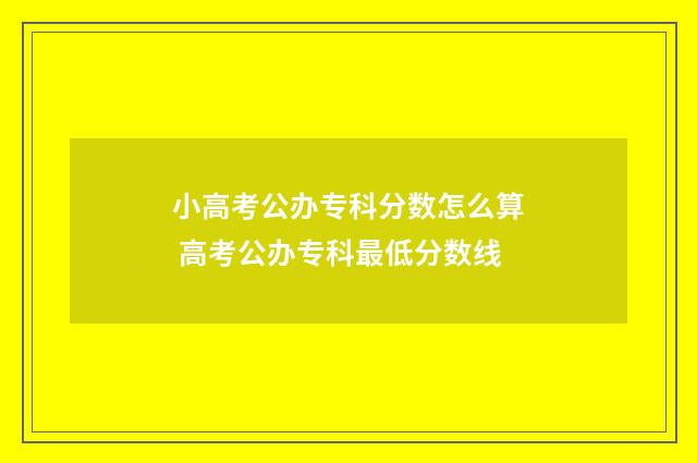 小高考公办专科分数怎么算 高考公办专科最低分数线