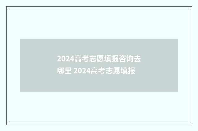 2024高考志愿填报咨询去哪里 2024高考志愿填报