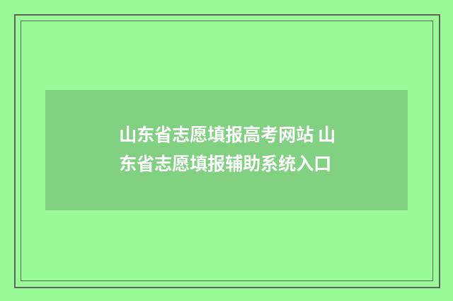 山东省志愿填报高考网站 山东省志愿填报辅助系统入口
