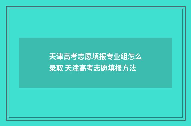 天津高考志愿填报专业组怎么录取 天津高考志愿填报方法
