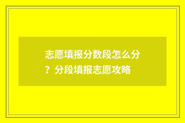 志愿填报分数段怎么分？分段填报志愿攻略