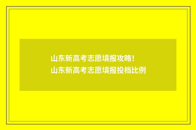 山东新高考志愿填报攻略！ 山东新高考志愿填报投档比例