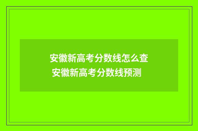安徽新高考分数线怎么查 安徽新高考分数线预测