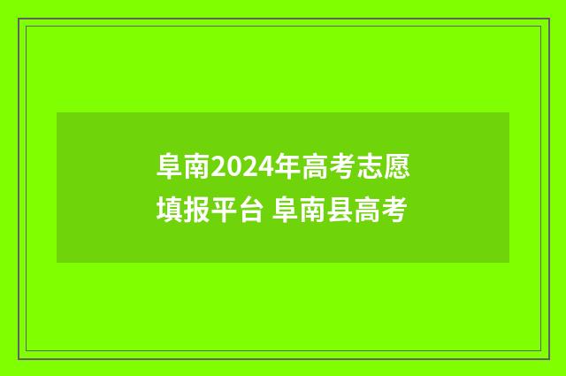 阜南2024年高考志愿填报平台 阜南县高考