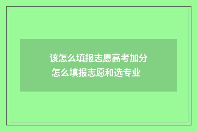 该怎么填报志愿高考加分 怎么填报志愿和选专业