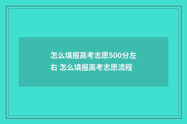 怎么填报高考志愿500分左右 怎么填报高考志愿流程