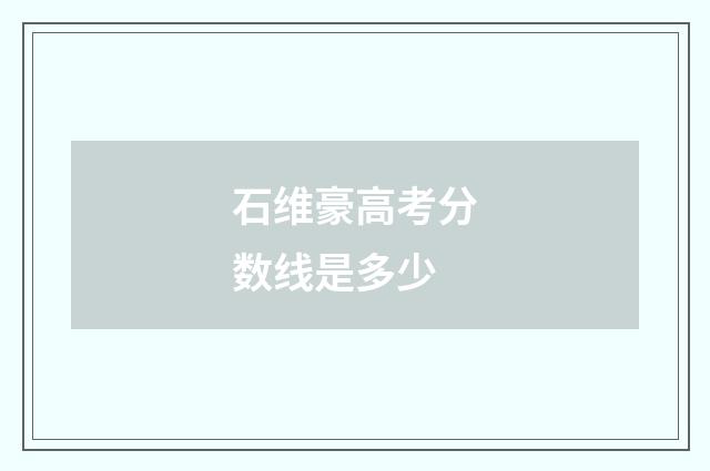石维豪高考分数线是多少