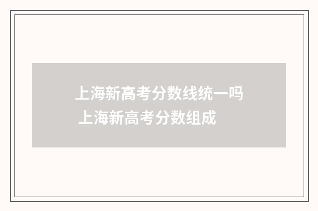 上海新高考分数线统一吗 上海新高考分数组成