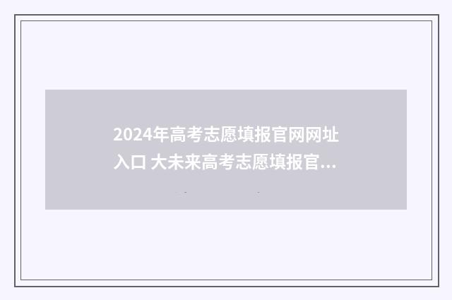 2024年高考志愿填报官网网址入口 大未来高考志愿填报官网