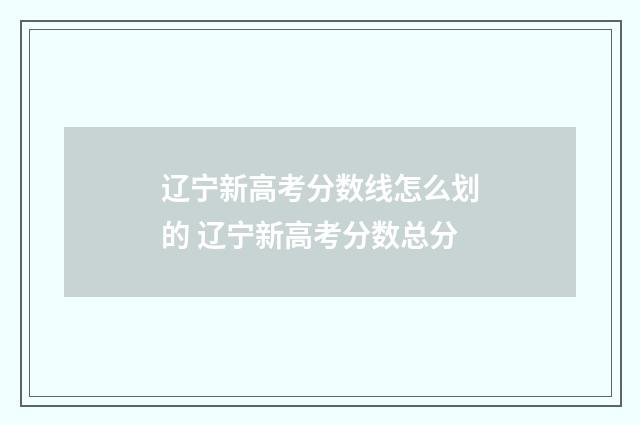 辽宁新高考分数线怎么划的 辽宁新高考分数总分