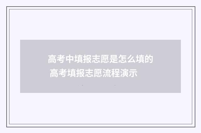 高考中填报志愿是怎么填的 高考填报志愿流程演示