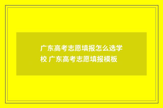 广东高考志愿填报怎么选学校 广东高考志愿填报模板