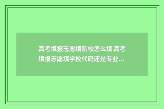 高考填报志愿填院校怎么填 高考填报志愿填学校代码还是专业代码