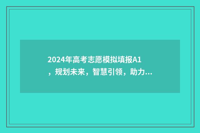 2024年高考志愿模拟填报A1，规划未来，智慧引领，助力梦想！ 大未来高考志愿填报官网
