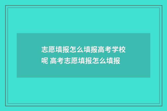 志愿填报怎么填报高考学校呢 高考志愿填报怎么填报