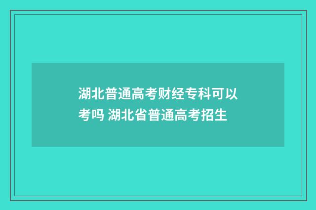 湖北普通高考财经专科可以考吗 湖北省普通高考招生