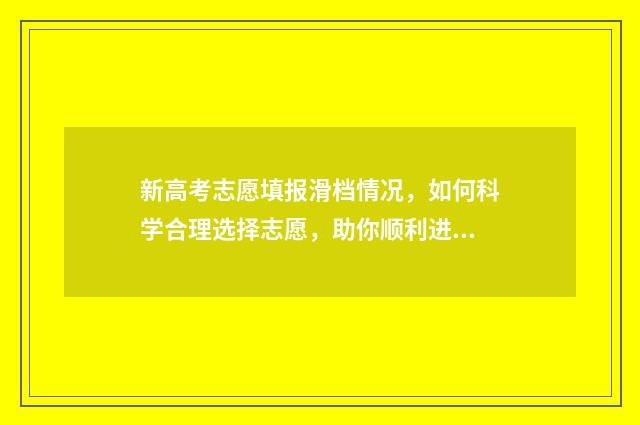 新高考志愿填报滑档情况，如何科学合理选择志愿，助你顺利进入理想大学！ 新高考网志愿填报系统