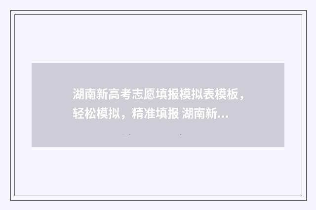 湖南新高考志愿填报模拟表模板，轻松模拟，精准填报 湖南新高考志愿设置